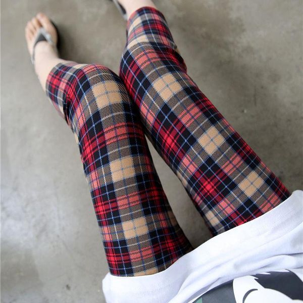

ysdnchi casual vrouwen mode kleding women leggings plaid print hoge taille fitness leggins dames korte potlood broek xxl plus size, Black