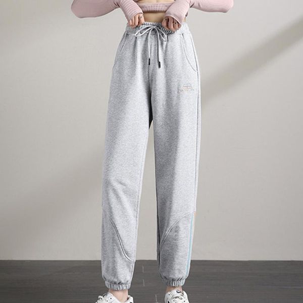 

women's pants & capris women casual sweatpants thin middle waist harem 2021 korean student trend contrast stripes sports leisure, Black;white