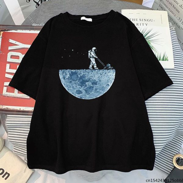 

women's t-shirt astronaut weeding moon printing woman fashion breathable clothed retro oversize funny plus size female, White