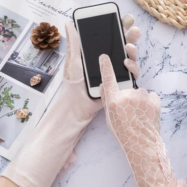 

five fingers gloves women' thin lace outdoor summer uv-proof driving womens anti-sun femme n20, Blue;gray