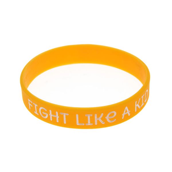 

50pcs fight like a kid silicone rubber bracelet ink filled logo size yellow, Black