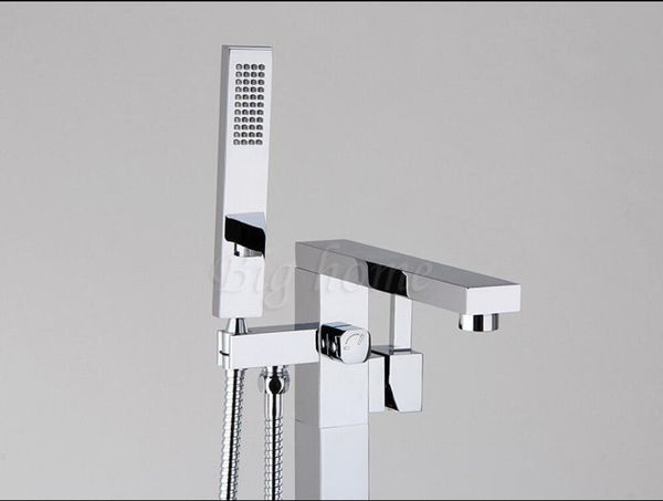 

bathroom chrome floor standing mount bath tub mixer tap faucet 009 shower sets