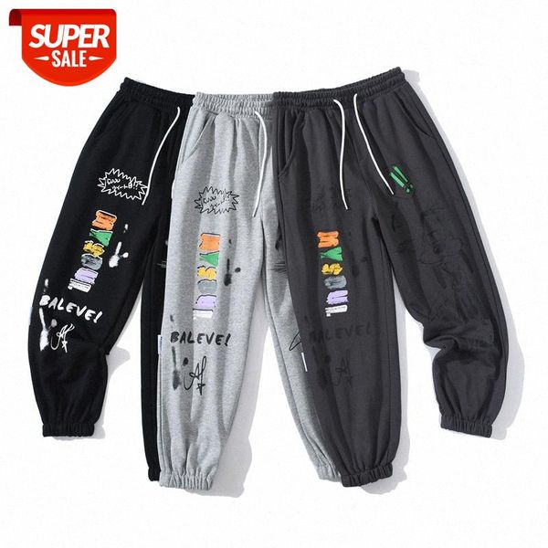 

wish dark street hip hop tide terry printed sweatpants men's trousers #qk9b, Black