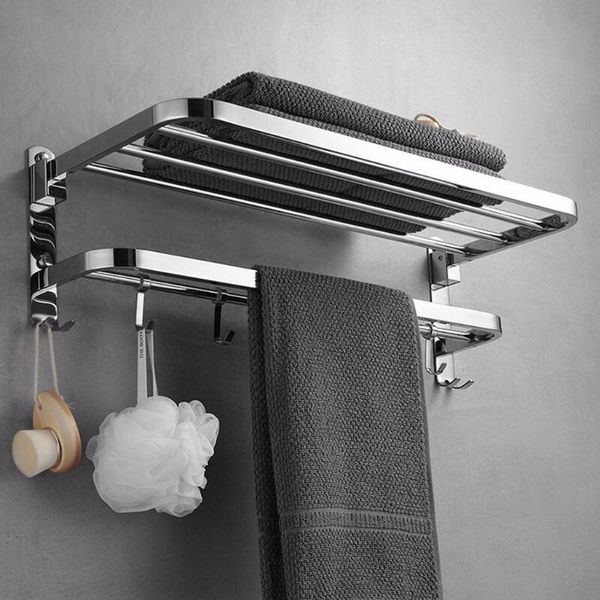 

towel racks stainless steel wall mounted foldable bath rack rail holder storage shelf
