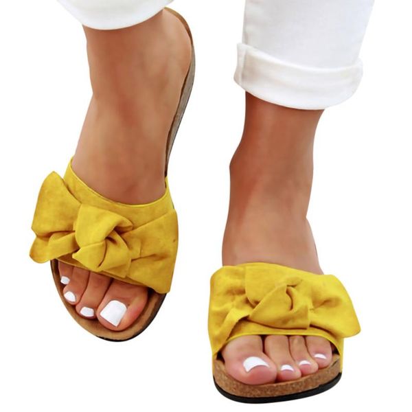 

women bow summer sandals slipper indoor outdoor flip-flops beach shoes fashion female casual flower 34-43, Black
