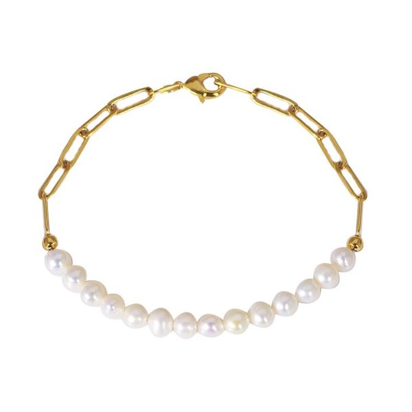 

charm bracelets chain stitching pearl bracelet natural freshwater pearlcane single-wearing stackable adjustable, Golden;silver