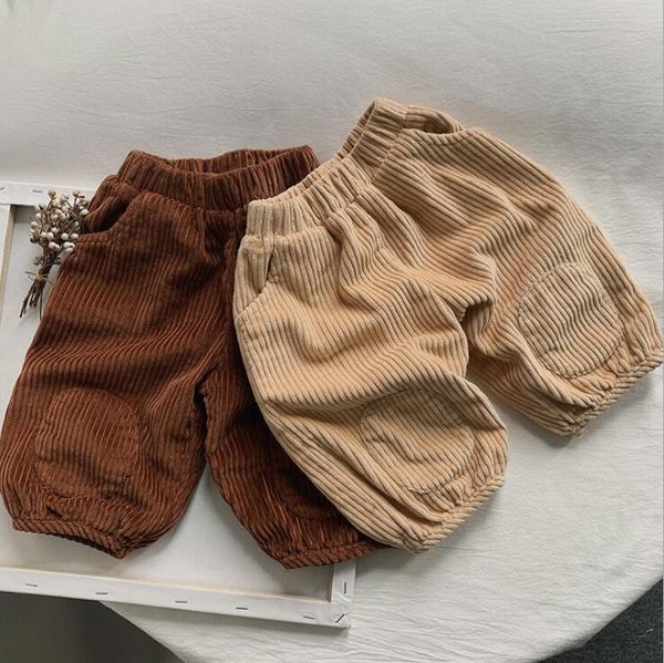 

trousers 2021 girls boys corduroy long pants cotton autumn cool kids printed, Blue