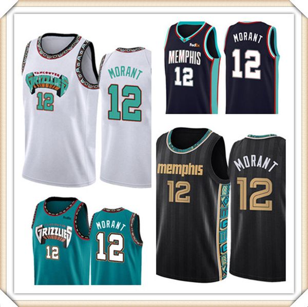 

ja 12 morant jersey memphisgrizzliesbasketball jerseys mens s-xxl black green white, Black;red