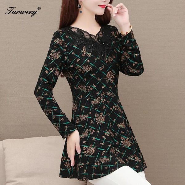 

arrival fashion autumn style long sleeve floral casual shirt female see through plus size elegant printed blouse women's blouses & shir, White