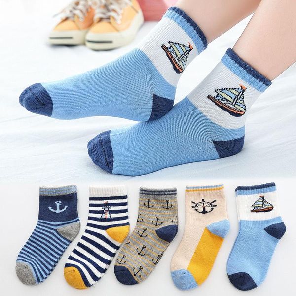 

boys combed cotton socks children's all seasons lovely cartoon prints cozy breathable mesh anti-smell soft 5pairs/pack, Pink;yellow