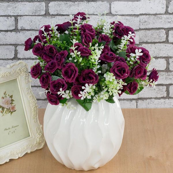 

decorative flowers & wreaths artificial silk fake rose bouquet flower plants peony 15 head diy long branch party marriage wall decoration ho
