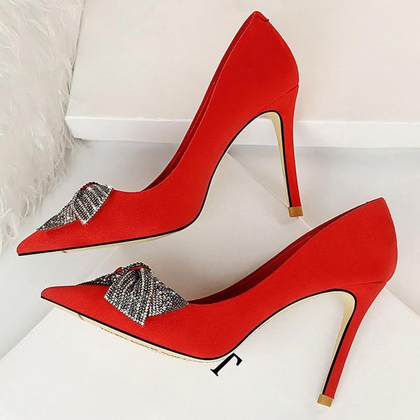 

dress shoes luxury women 9.5cm high heels pumps lady scarpins wedding bridal stripper glitter party crystal prom fetish red, Black