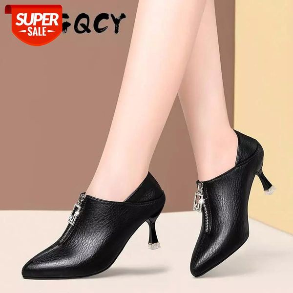 

Spring Autumn High Heels Women New Fashion Rhinestone Shoes Woman Pumps Elegant Thin Heel Black Pointed Female Metal #GL0Q