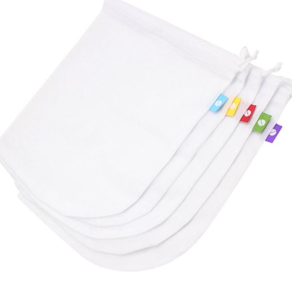 

hanging baskets supermarket mesh cloth bundle pocket green fruit and vegetable storage bag half round 5 set