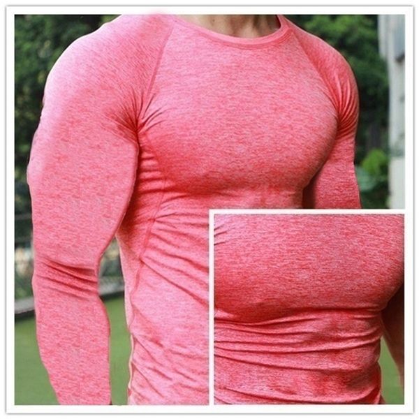 

men quick dry fitness tees outdoor sport running climbing long sleeves tights bodybuilding gym train compression t-shirt 220309, White;black