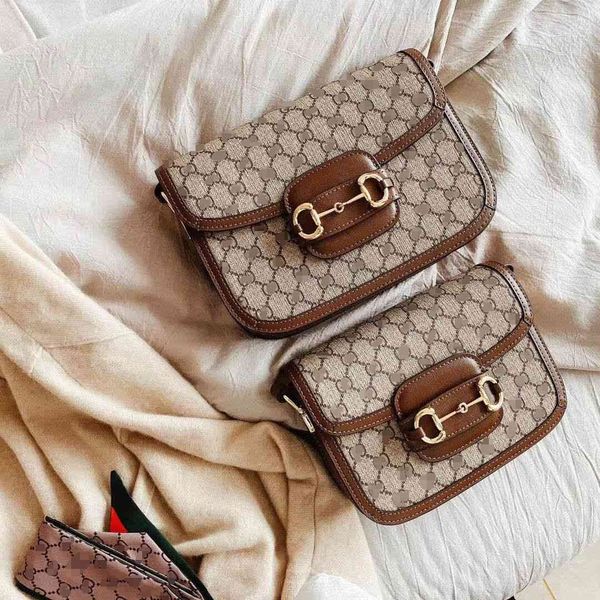 

2021 new saddle women's 1955 horse clasp middle ancient single shoulder messenger bag fashion small square bag