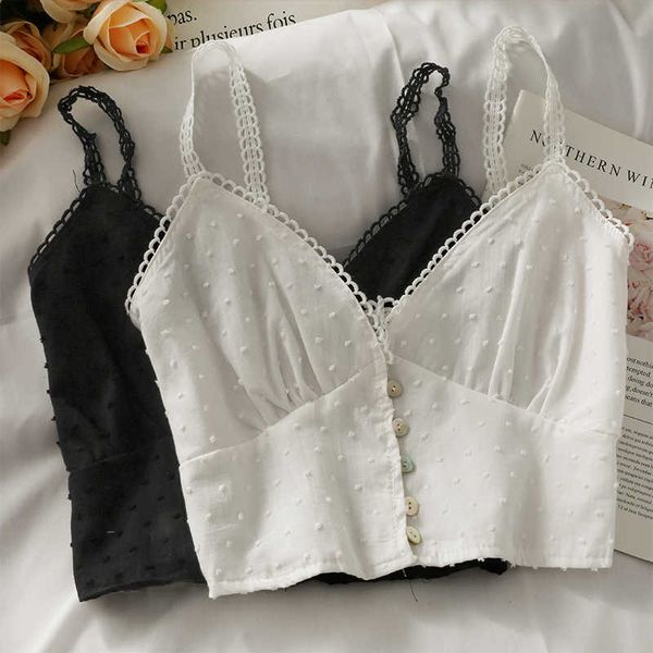 

hollow lace-breasted with a solid color chest-wrapped camisole, women's summer folds, self-cultivation, little tube vest 210709, White