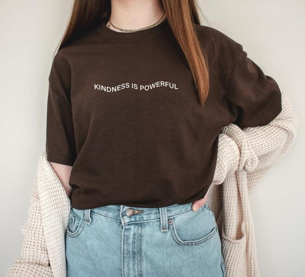 

women's t-shirt kindness is powerful funny 100% cotton grunge street style vintage fashion women casual quote tshirt fit tee, White