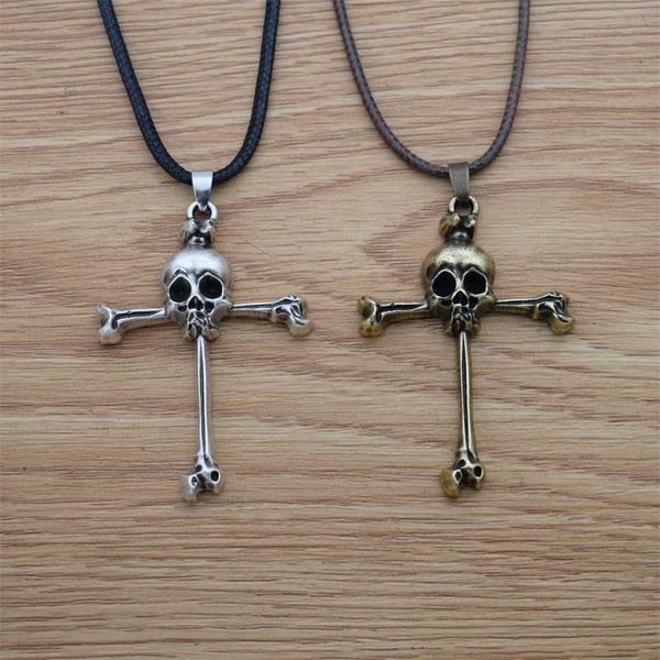 

pendant necklaces punk dead head skull cross necklace religious goth jewelry, Silver