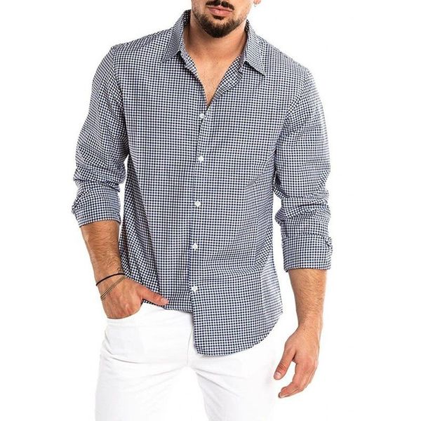

men's casual shirts european american plaid long-sleeved single-breasted shirt 2021 lapel youth button decoration trend, White;black