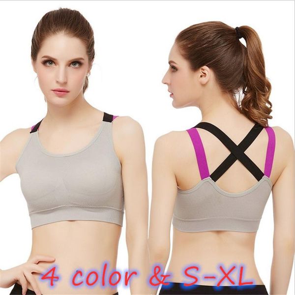 

bras steel-ringless sports for women cross-collision color double straps anti-vibration running fitness bra yoga tank, Red;black