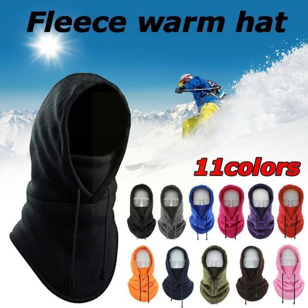

cycling caps & masks thermal fleece balaclava hat hooded neck warmer winter sport headgear cover masked men face outdoor sk s1t3, Black