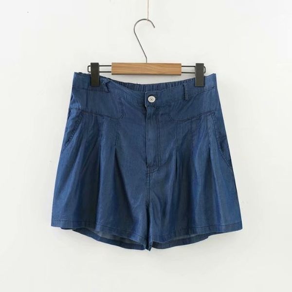 

women's shorts plus size light denim elastic waist summer with pockets bl7q, White;black