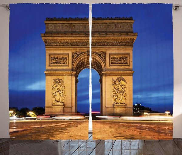 

curtain & drapes paris curtains arc de triomphe france at night view from avenue des champs-elysees print living room bedroom window