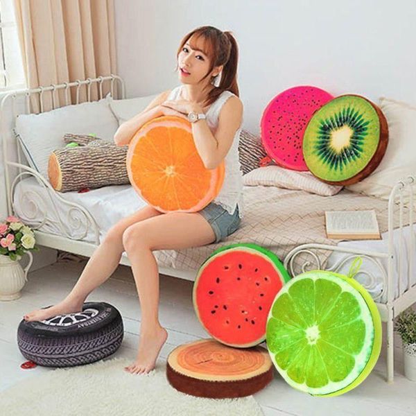 

cushion/decorative pillow cute fruit cushion watermelon orange kiwifruit sofa car decor creative soft stuffed kawaii round pad