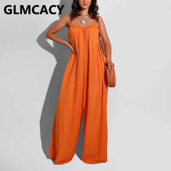 

women spaghetti strap wide leg loose jumpsuits 210702, Black;white