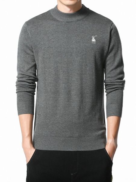 

men elk embroidery mock neck sweater without shirt f9dh#, White;black