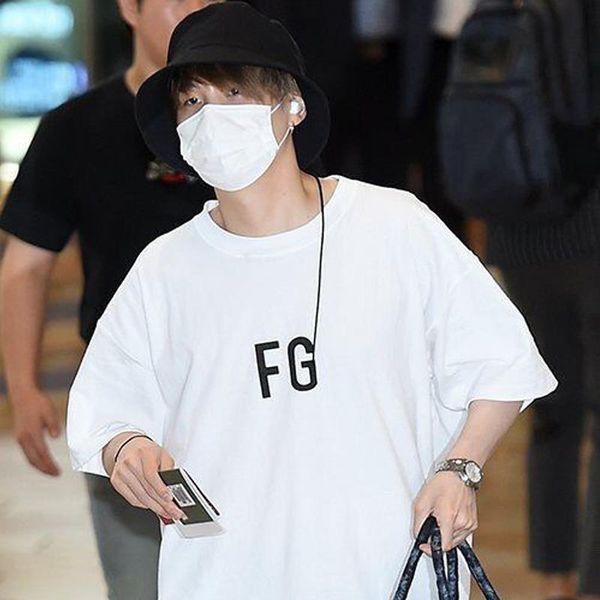 

fg frer 100% cotton womens t shirts of god min yoon gi summer kpop shirt sg letter couple short sleeve, White