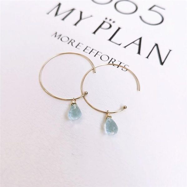 

dangle & chandelier dmbs533 4-5mm blue z earrings big circle shape 14k gold filled gemstones for women, Silver