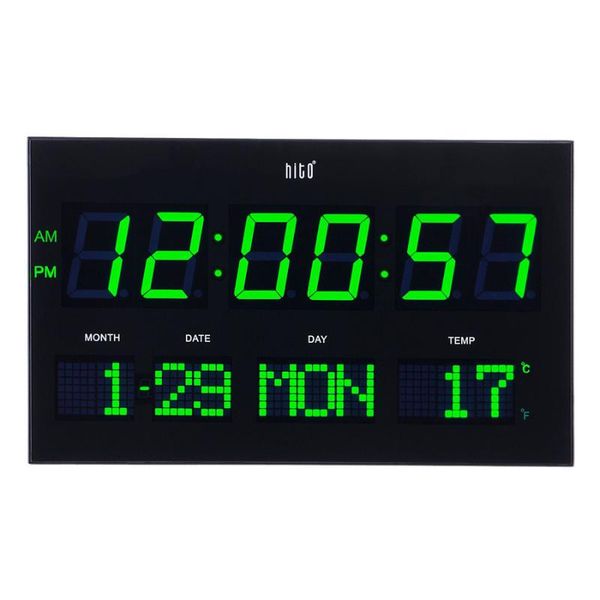 

wall clocks large digital clock modern design led screen temperature calendar oversize time watch home decor