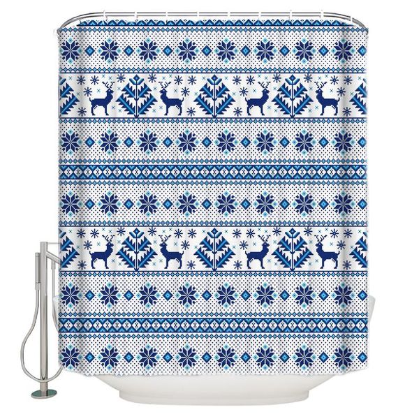 

shower curtains home christmas elk snowflake pine blue luxury bathroom curtain waterproof fabrics washroom