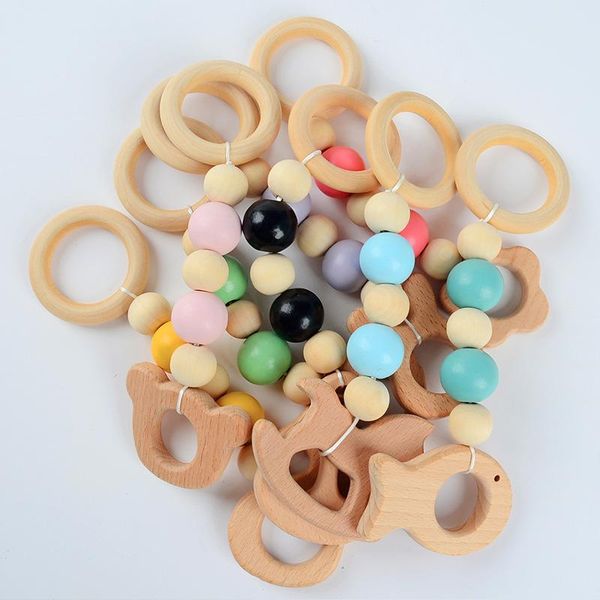 

baby teethers toys wooden pendant toddler cartoon animals nordic style food grade wood teether toy interactive infant birth gift