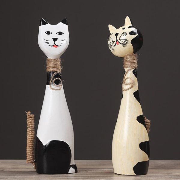 

decorative objects & figurines nordic wooden animal creative ornaments cute couple cats home decoration crafts furnishings living room decat