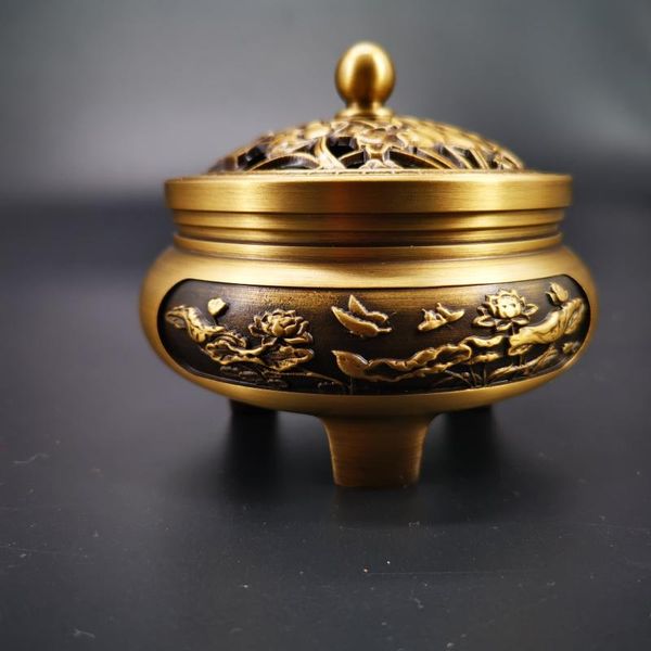 

lotus carving copper incense burner household plate pure sandalwood for buddha decor fragrance lamps
