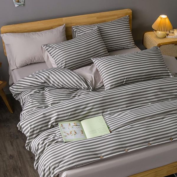 

bedding sets simple style black white stripe printed soft duvet cover pillow case bed sheet bedroom single double set