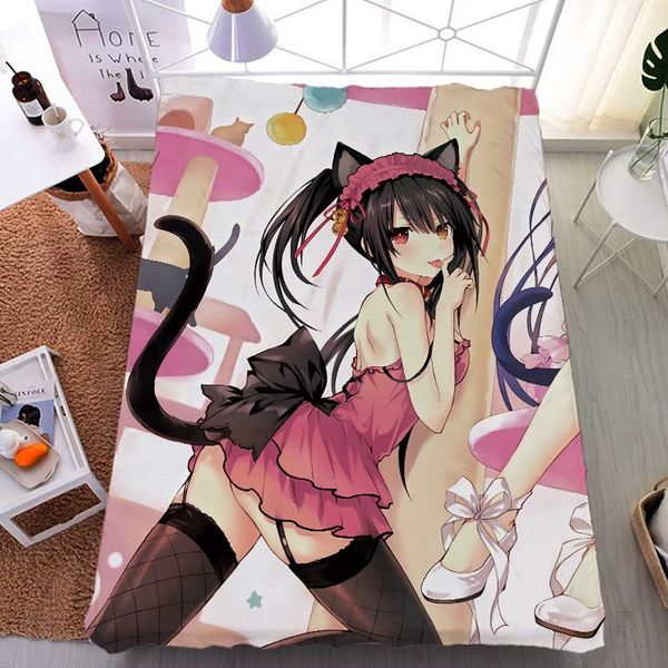 

sheets & sets july update anime date a live itsuka kotori tokisaki kurumi milk fiber bed sheet flannel blanket summer quilt 150x200cm