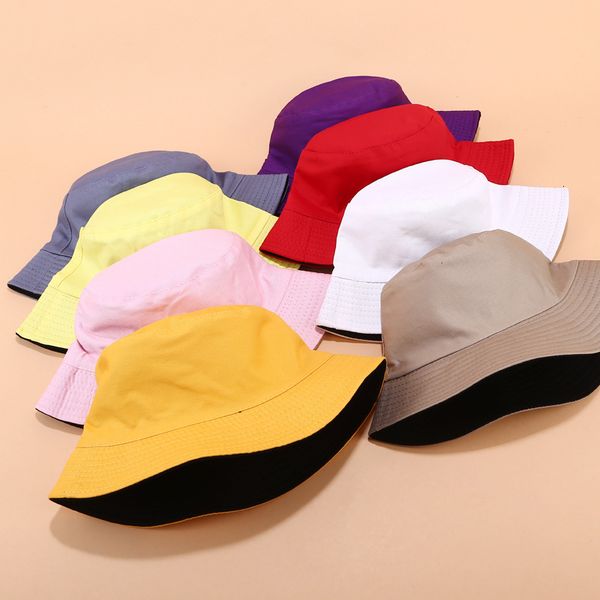 

double sided fisherman's men's fashion version simple casual versatile basin women's pure color light plate sunshade lovers h