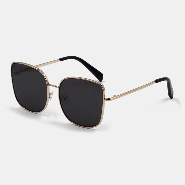 

fashion metal square full frame narrow rim uv protection sunglasses, Black