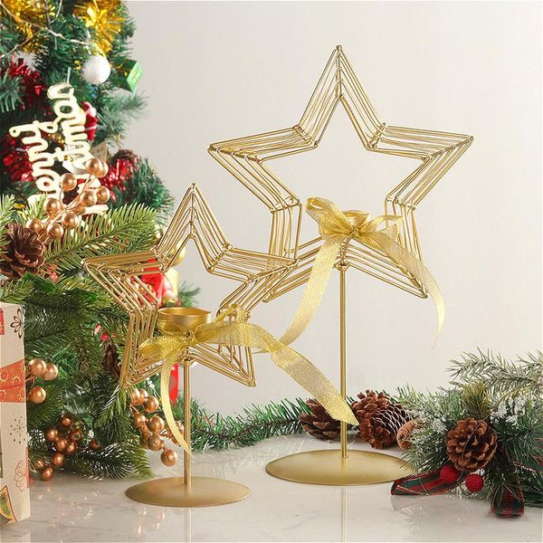 

golden candlestick five-pointed star christmas home decoration gift candle holders