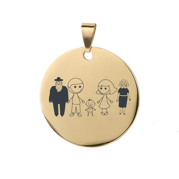 

party favor round stainless steel metal pendant gift laser customized necklace personalized family member