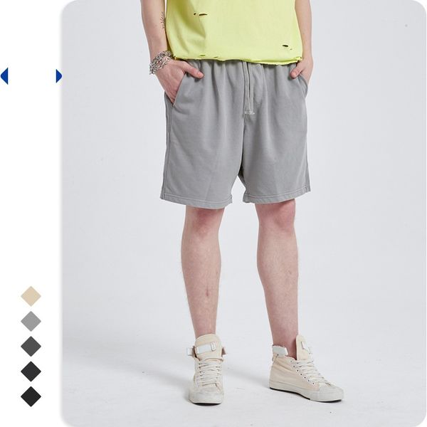 

men washed cotton shorts make old beach sweatpants, White;black