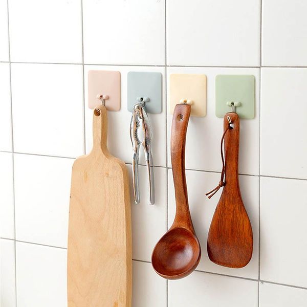 

hooks & rails 1pcs portable adhesive hanger towel racks multipurpose kitchen organizer plain colour bathroom shelves