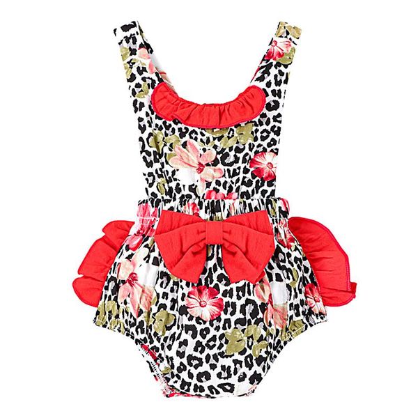

jumpsuits born leopard romper baby girl summer sleeveless flower print u-shaped neck bowknot ruffle playsuit, Blue