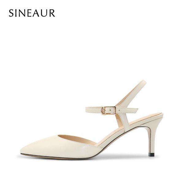 

sandals sineaur women shoes 2021 summer high thin suede heels pointed toe elegant buckle strap sandal office ladies plus size 35-45, Black