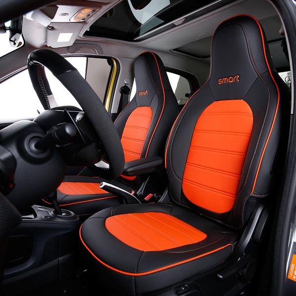 

car seat cover full sets front leather decoration four seasons breathable cushion for smart 453 fortwo 15-2021 covers