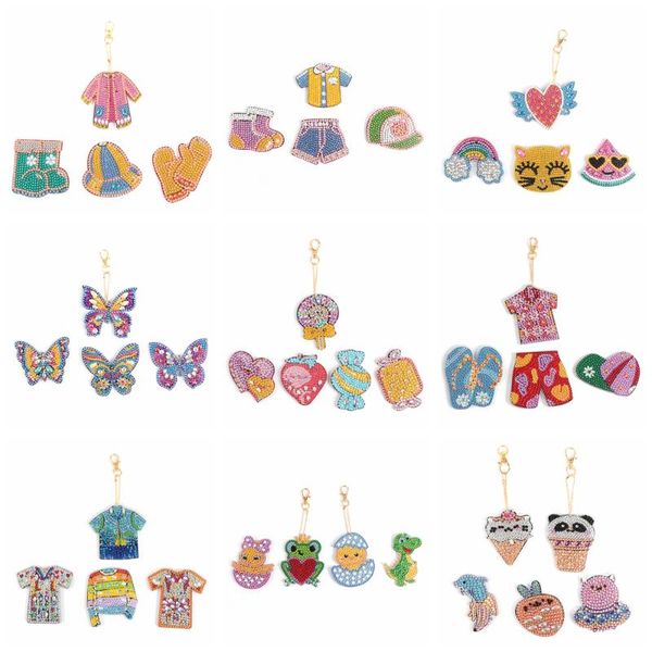 

diamond painting 4pcs 5d diy keychains cap hat boots cartoon embroidery kit kids craft